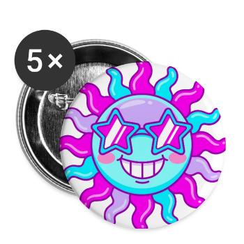 Neon Sun Star Shades - Buttons large 2.2'' (5-pack) - white