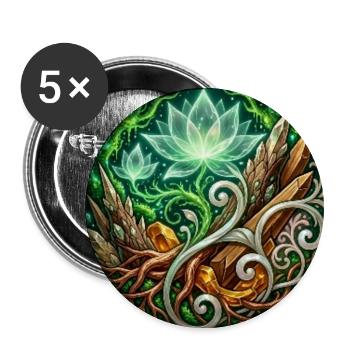 Verdant Arc: Mystic Cannabis Lotus Circle - Buttons large 2.2'' (5-pack) - white