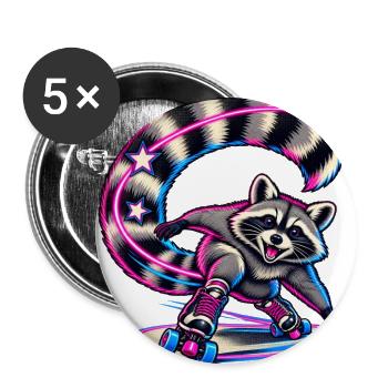 Neon Raccoon Roller Skates - Buttons large 2.2'' (5-pack) - white