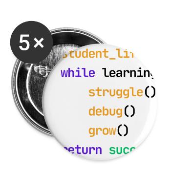 Student Life Python Code Funny Programmer - Buttons large 2.2'' (5-pack) - white