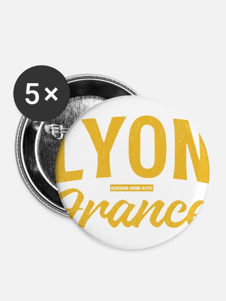 Lyon France Bold City Pride - Buttons large 2.2'' (5-pack) - white