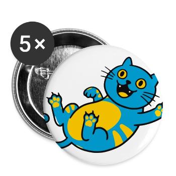 Blue Cat Playful Belly Art - Buttons large 2.2'' (5-pack) - white