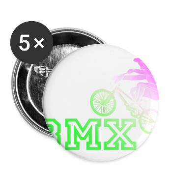 Neon BMX Rider Emblem - Buttons large 2.2'' (5-pack) - white
