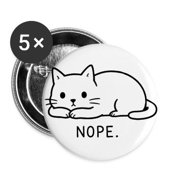 Nope Funny Cute Cat Loaf Minimalist Line Art - Buttons large 2.2'' (5-pack) - white