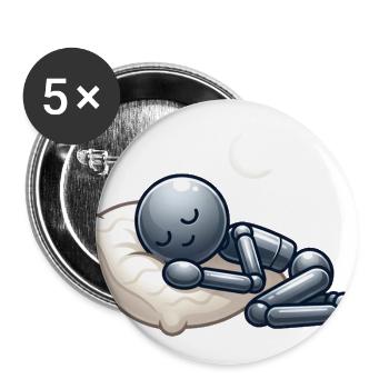Nightly Sleepy Bot on Moon Pillow - Buttons large 2.2'' (5-pack) - white