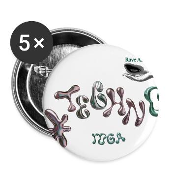 Techno Yoga Metallic Glyphs - Buttons large 2.2'' (5-pack) - white