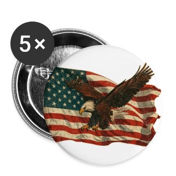 Rugged Eagle Over Flag - Buttons large 2.2'' (5-pack) - white