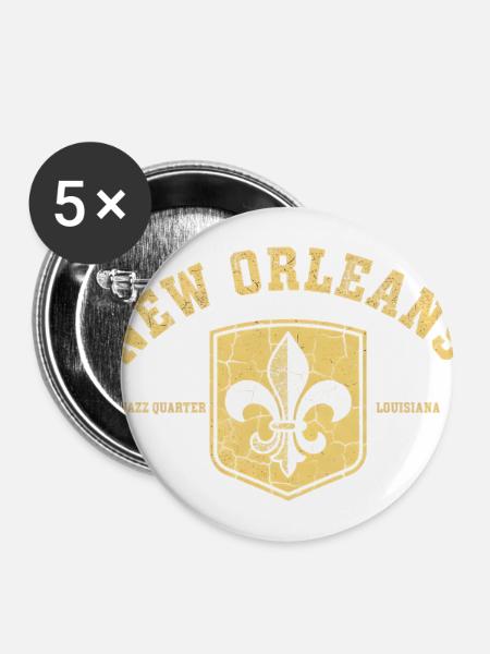 New Orleans Fleur-de-Lis Crest - Buttons large 2.2'' (5-pack) - white