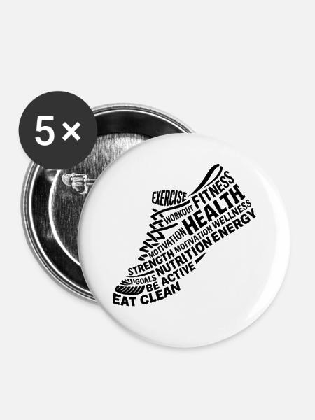 Fitness_motivation_health - Buttons large 2.2'' (5-pack) - white