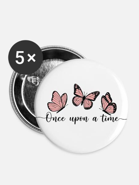 Once Upon a Time Butterflies - Buttons large 2.2'' (5-pack) - white