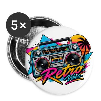 Tropical Summer Retro Vibes - 80s Boombox Art - Buttons large 2.2'' (5-pack) - white