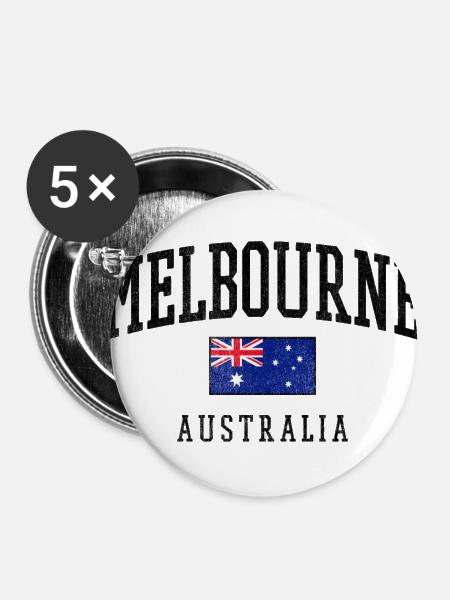 Melbourne Australia Flag Typography Design - Buttons large 2.2'' (5-pack) - white