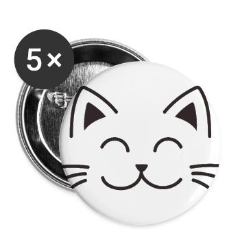 Cute Cat Face | Minimalist Kitty Design - Buttons large 2.2'' (5-pack) - white