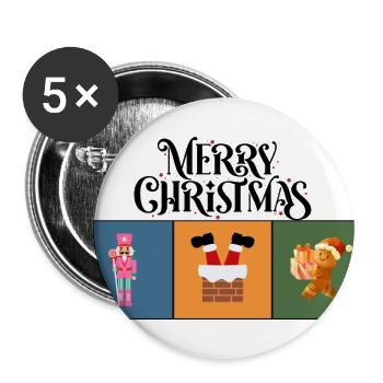 Nutcracker Gingerbread Trio Holiday Art - Buttons large 2.2'' (5-pack) - white
