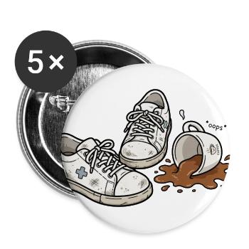 Coffee Spill Sneakers - Buttons large 2.2'' (5-pack) - white