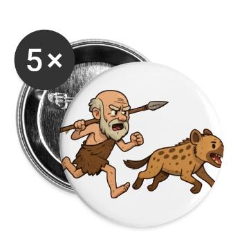 Primitive Hunter with Spear and Hyena - Buttons large 2.2'' (5-pack) - white