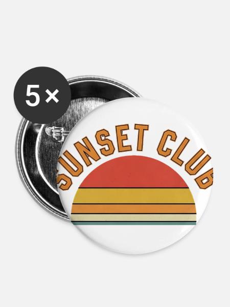 Sunset Club Retro Sunset Arc - Buttons large 2.2'' (5-pack) - white