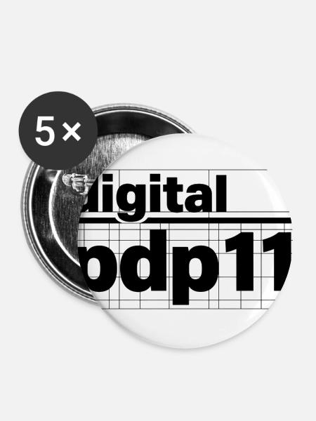 Digital Grid Text Mono Art - Buttons large 2.2'' (5-pack) - white