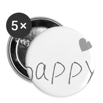 happy - Buttons large 2.2'' (5-pack) - white