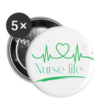 CUTE NURSE LIFE HEARTBEAT STETHOSCOPE MEDICAL GIFT - Buttons large 2.2'' (5-pack) - white