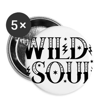 Wild Soul Flash Tattoo Style Stars and Lightning T - Buttons large 2.2'' (5-pack) - white