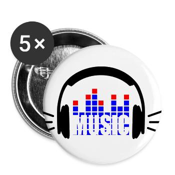 Music - Buttons large 2.2'' (5-pack) - white