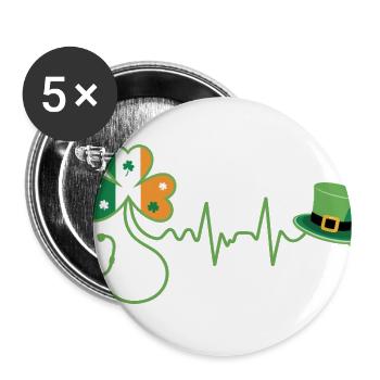Stethoscope Shamrock Heartbeat - Buttons large 2.2'' (5-pack) - white