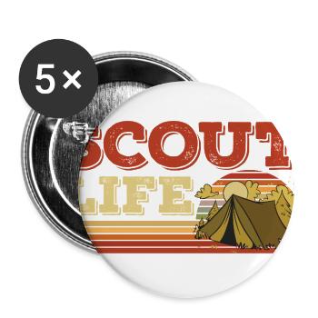 Retro Scout Scouting Life Tent Hobby Camp - Buttons large 2.2'' (5-pack) - white
