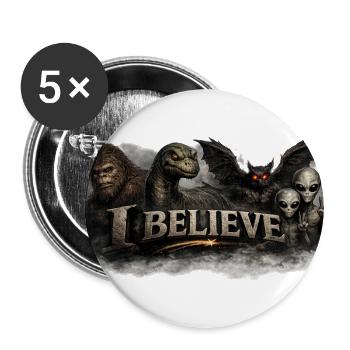 I Believe in Monsters - Bigfoot Aliens Mothman - Buttons large 2.2'' (5-pack) - white
