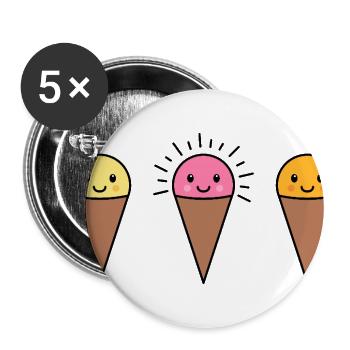 Triple Ice Cream Smiles - Buttons large 2.2'' (5-pack) - white