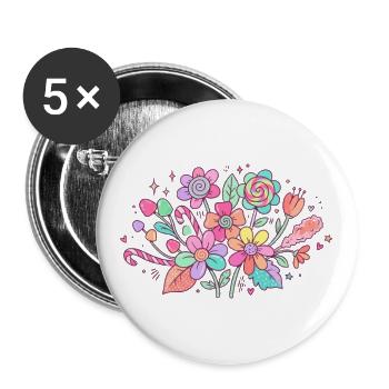 Candy Pop Garden — Hand-Drawn Floral Streetwear  - Buttons large 2.2'' (5-pack) - white