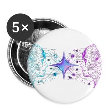 Twin Circuit Minds - Buttons large 2.2'' (5-pack) - white