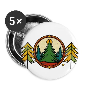 Forest Circle Night Sky Retro - Buttons large 2.2'' (5-pack) - white