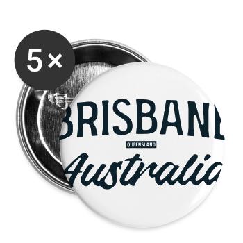 Brisbane Australia Vintage Script Tee - Buttons large 2.2'' (5-pack) - white