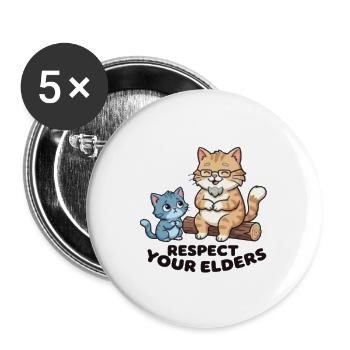 Respect Your Elders Cat Duo - Buttons large 2.2'' (5-pack) - white