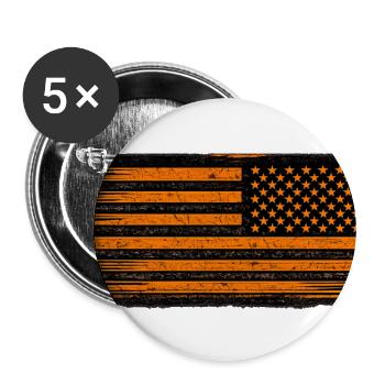 REVERSED ORANGE AND BLACK TACTICAL AMERICAN FLAG - Buttons large 2.2'' (5-pack) - white