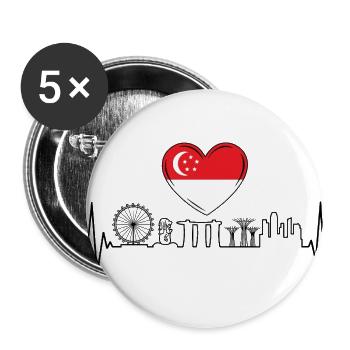 Singapore Skyline Heartbeat Asian - Buttons large 2.2'' (5-pack) - white
