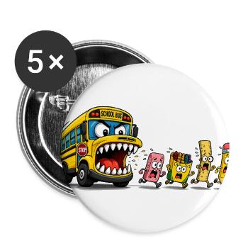Funny Back To School Monster Bus Chasing School Su - Buttons large 2.2'' (5-pack) - white