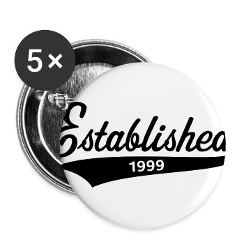 Established 1999 (Year Of Birth, Birthday / Black) - Buttons large 2.2'' (5-pack) - white