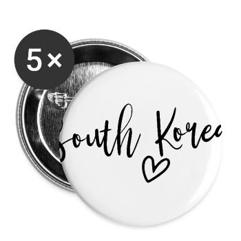 South Korea Heart Women's Love South Korea - Buttons large 2.2'' (5-pack) - white