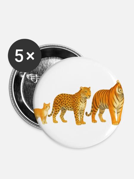 Big Cat Evolution Cute Domestic Cat to Tiger - Buttons large 2.2'' (5-pack) - white