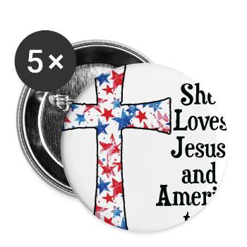 Patriotic Cross with Red White and Blue Stars - Buttons large 2.2'' (5-pack) - white