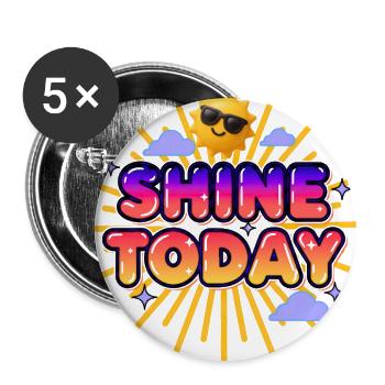 Shine Today Neon Sunburst - Buttons large 2.2'' (5-pack) - white