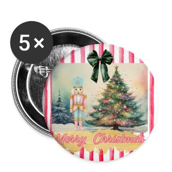 Nutcracker and Christmas Tree - Buttons large 2.2'' (5-pack) - white