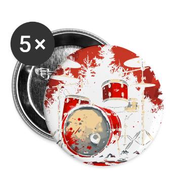Drum Kit Retro Style - Buttons large 2.2'' (5-pack) - white