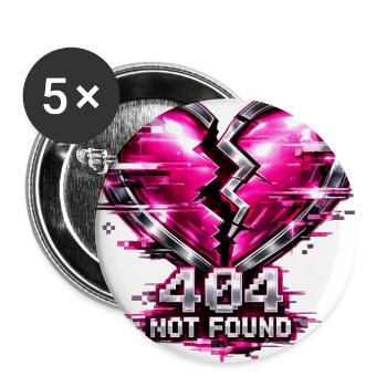 Y2K Glitch Broken Heart -404 not found - Buttons large 2.2'' (5-pack) - white