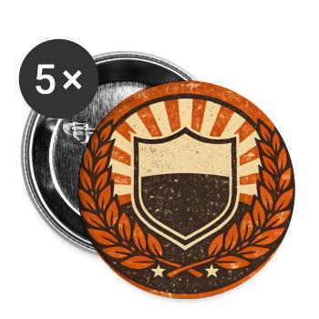 Vintage Shield Crest with Laurel - Buttons large 2.2'' (5-pack) - white