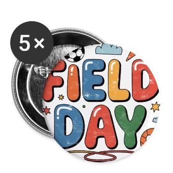 Field Day Fiesta: Colorful Retro Sports - Buttons large 2.2'' (5-pack) - white