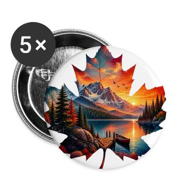 Autumn Maple Leaf Mountain Landscape Fall Nature - Buttons large 2.2'' (5-pack) - white