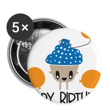 Blue Cupcake Birthday Balloon - Buttons large 2.2'' (5-pack) - white